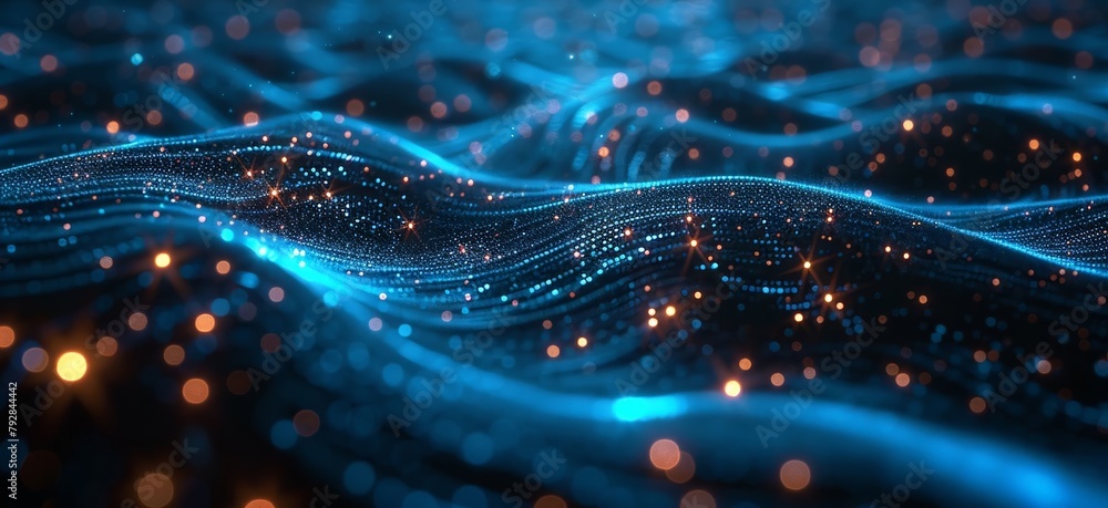 Poster an advanced ai system in a futuristic model, featuring intricate neon patterns and designs against a