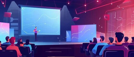 Business Conference Stage: Indian Chief Software Engineer, Startup CEO Presents New Product, Motivational Talk, and Lectures on Science, Technology, Entrepreneurship, Development, Leadership
