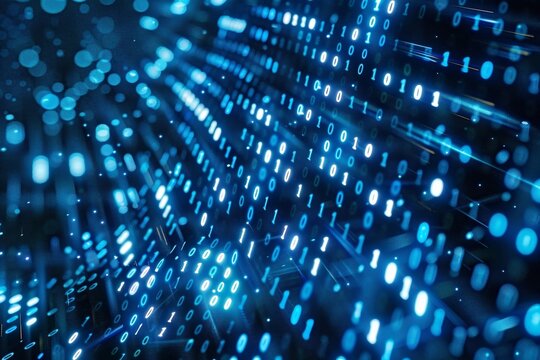 Create a digital backdrop filled with binary code streams interconnecting.