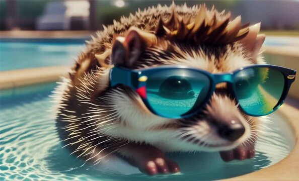 hedgehog in the pool