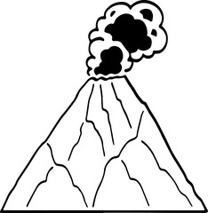 hand drawn volcano illustration.