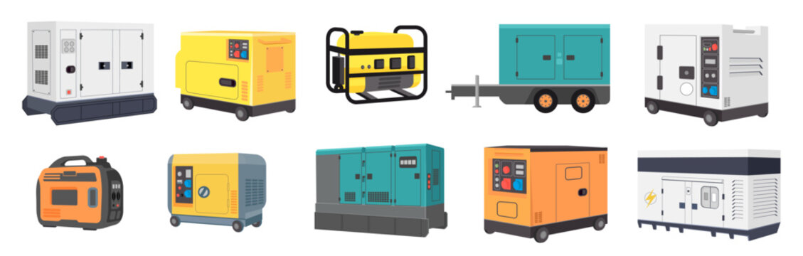 Stationary, industrial and portable diesel power generator set icon