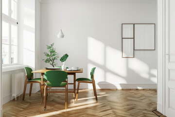 Minimalist Dining Room Design in Bright Sunlit Contemporary Apartment