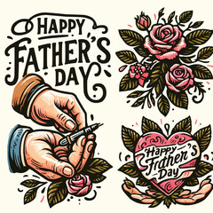 free vector Happy Father's day hand drawn lettering mother's day calligraphy vector illustration mother's day