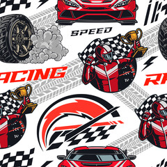 Speed racing seamless pattern colorful