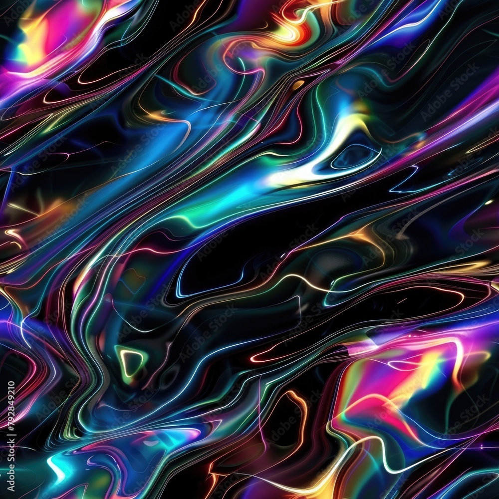 Poster a vibrant and dynamic abstract image featuring fluid-like shapes with neon colors