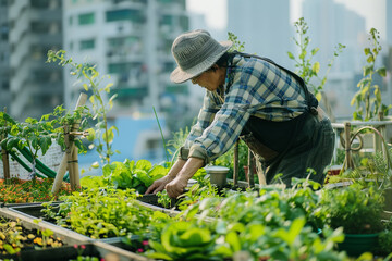 Atop the city - an urban gardener's passion for greenery breathes life into a rooftop garden - crafting a vibrant oasis in the urban expanse