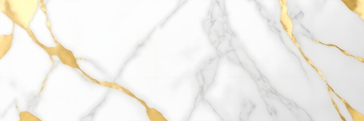 Obraz premium Luxurious stone surface. White marbled backdrop with subtle gold veining.
