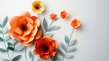 Paper Flowers Arranged on White Surface