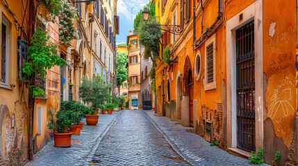 Fototapeta na wymiar A picturesque street in Rome Italy