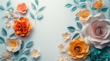 Close Up of Paper Flowers on Wall