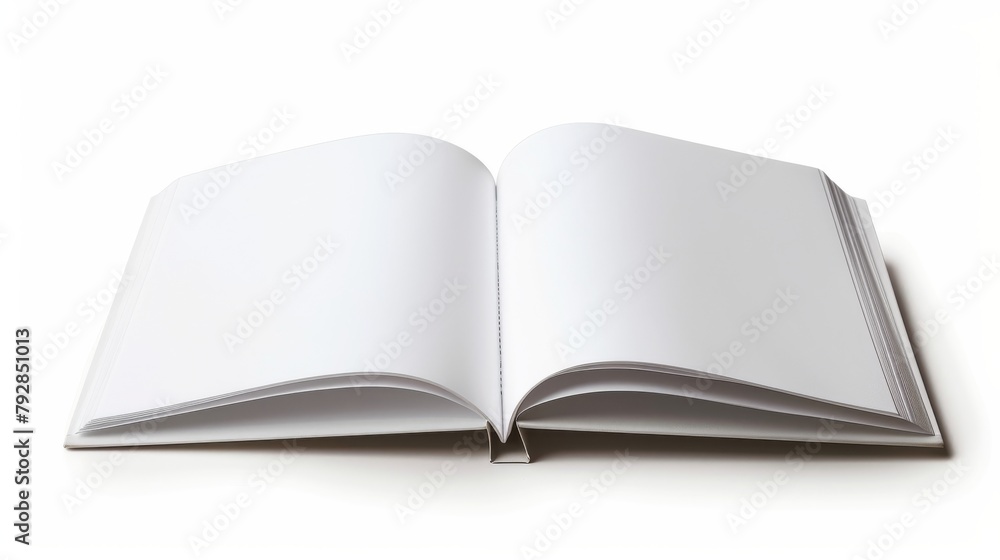 Poster an image of a blank white notebook on a white background with a clipping path attached