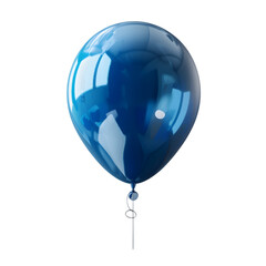 A single blue balloon with a glossy reflection, giving a sense of celebration, on a transparent background.