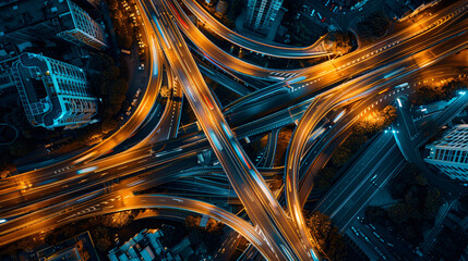 Aerial view of a Unique City Roads and Interchanges background
