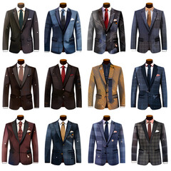set of business men suits on transparent background