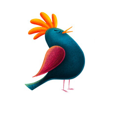 Blu color cartoon bird character