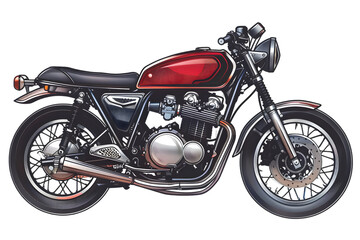A detailed rendering of a motorcycle, classic design, isolated with a transparent background for vehicle enthusiasts.
