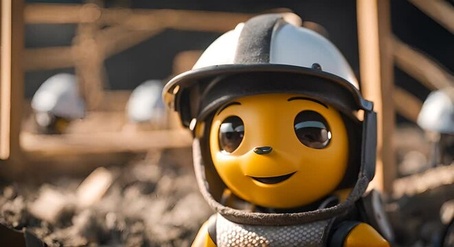 Worker bee. Bee dressed as a worker at a construction site.	
