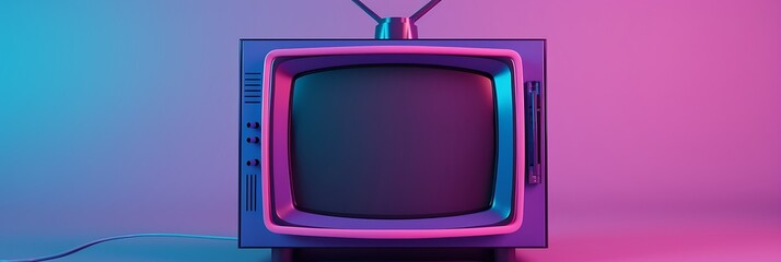 simple retro tv neon blue and purple color theme