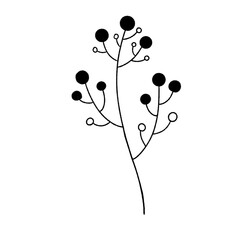 Line art digital branch illustration