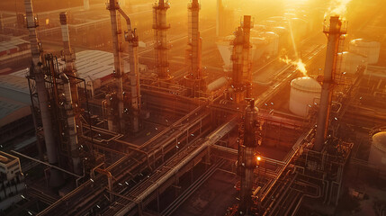 Aerial view oil refinery refinery plant refinery facto