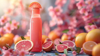 Freshness captured in a vibrant fruit juice bottle mockup.