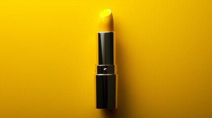 Yellow lipstick on dark yellow background - obrazy, fototapety, plakaty