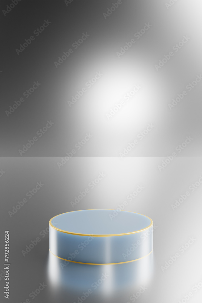 Aufkleber empty podium cylinder with gold border and circle. mockup space to showcase product design. 3d rende