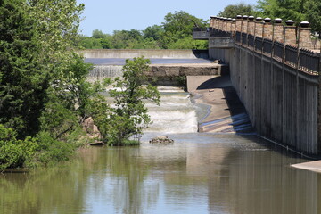 Greater Spillway flows into the tidal pool below before entering the lesser spillway of White Rock Dam.