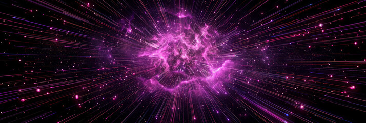 Fototapeta premium pink light tunnel background. Neon futuristic flashes on black background. pink light exposure explosion in a tunnel. abstract fast moving stripe lines Motion light lines backdrop