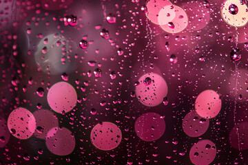 Bright pink bokeh lights on dark watery surface