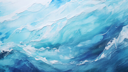 Abstract Ocean Waves Resin Art in Shades of Blue