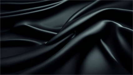 Obraz premium satin fabric of rich black color, soft folds, texture, background image