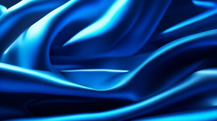 Obraz premium deep blue satin fabric, sapphire color, soft folds, texture, background image
