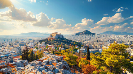 Athens Greece. Panoramic view of Athens city 