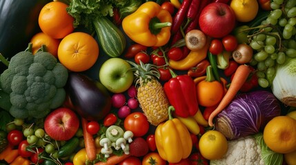 a close up of various fruits and vegetables