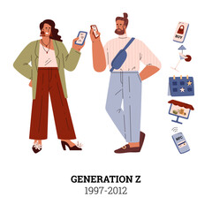 Gen Z lifestyle and technology vector illustration