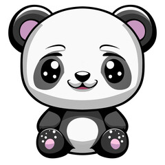 Panda Bear Baby Smiling Cartoon Illustration