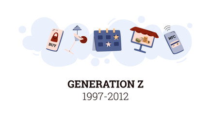 Gen Z lifestyle and tech trends vector set