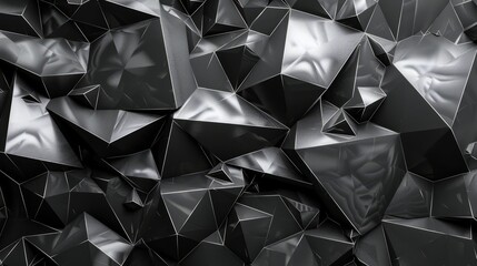 3d render, abstract black crystal background, faceted texture, macro panorama, wide panoramic...