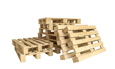 Fototapeta premium Stack of wooden pallets isolated on white