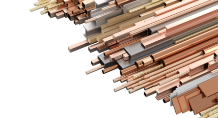 Metallic pipes and tubes in copper tones