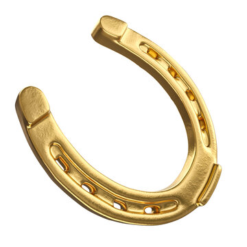 Golden horseshoe on white background