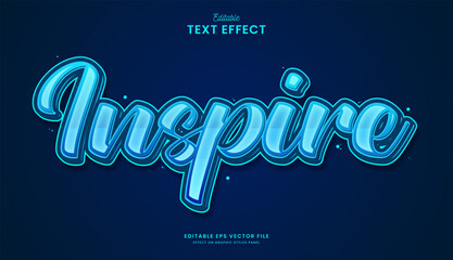 decorative neon blue inspire editable text effect vector design