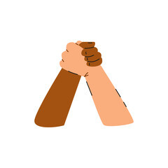 Vector illustration on a white background of two hands in a handshake, symbolizing respect and agreement