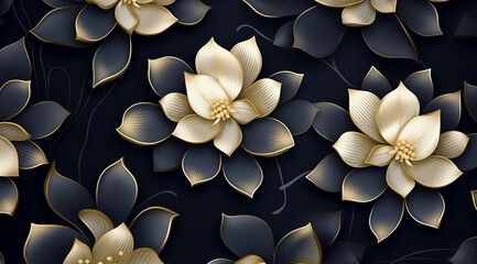 Golden lotus background pattern vector Tropical