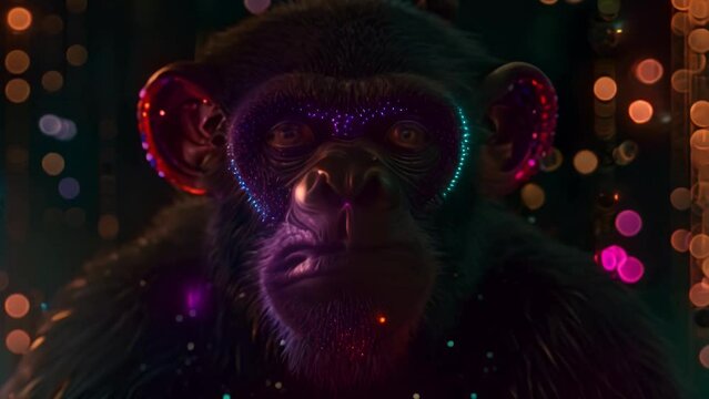digital monkey. Artificial intelligence concept. virtual reality
