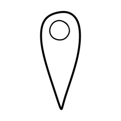 Location icon Vector Illustration logo Template. Isolated on white background. Doodle GPS Pin Symbol, Tag, Destination Point. Hand Drawn Outline Clipart, Graphic object for Map, Cursor, Web Design.