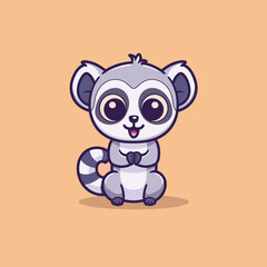 Naklejka premium Adorable lemur cartoon character vector illustration