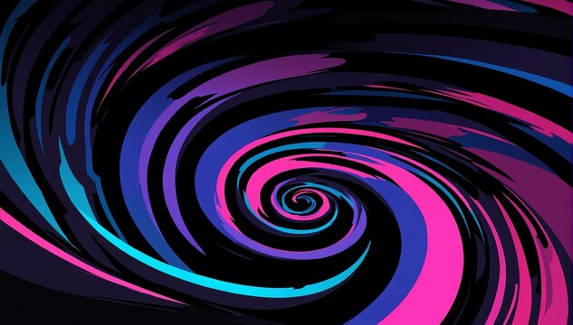 abstract black theme spiral retro pop art anime cartoon style background from Generative AI